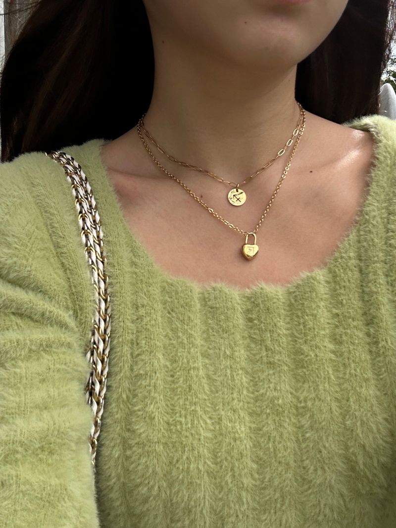 Hearty Lock Letter Necklace 