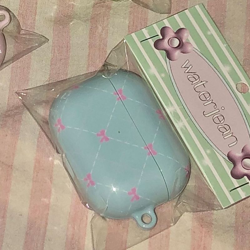 vintage ribbon airpods case (blue)