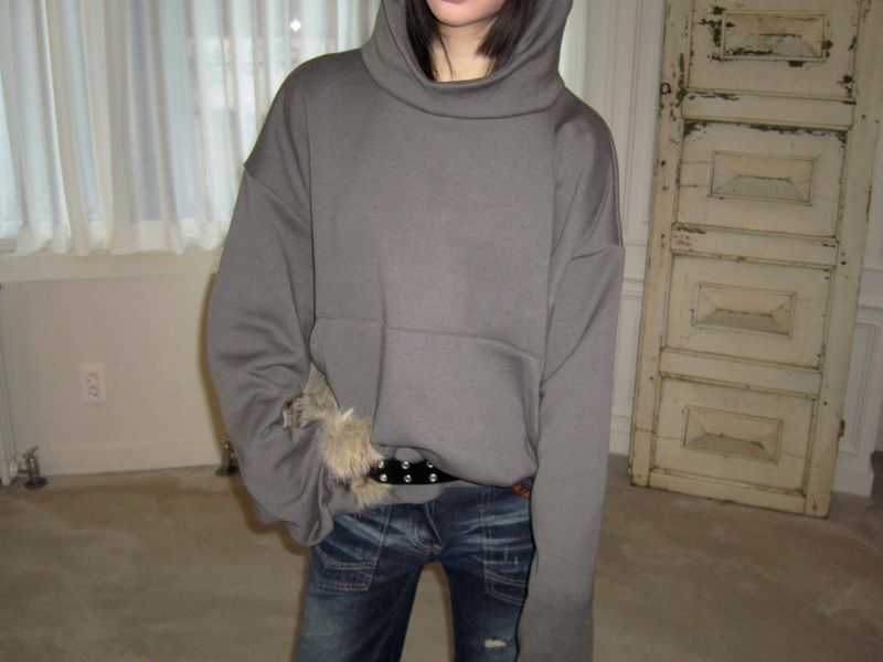 High-neck cropped hoodie