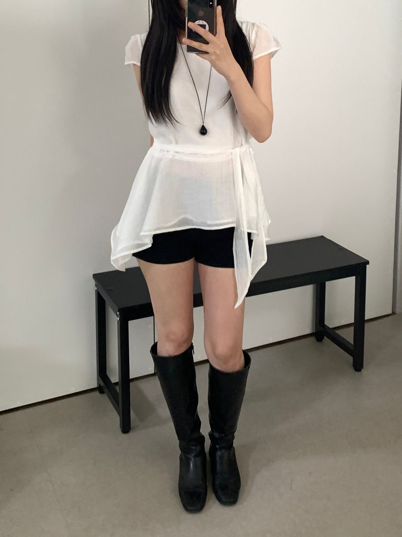 Yuria Chiffon Cap Sleeve Blouse