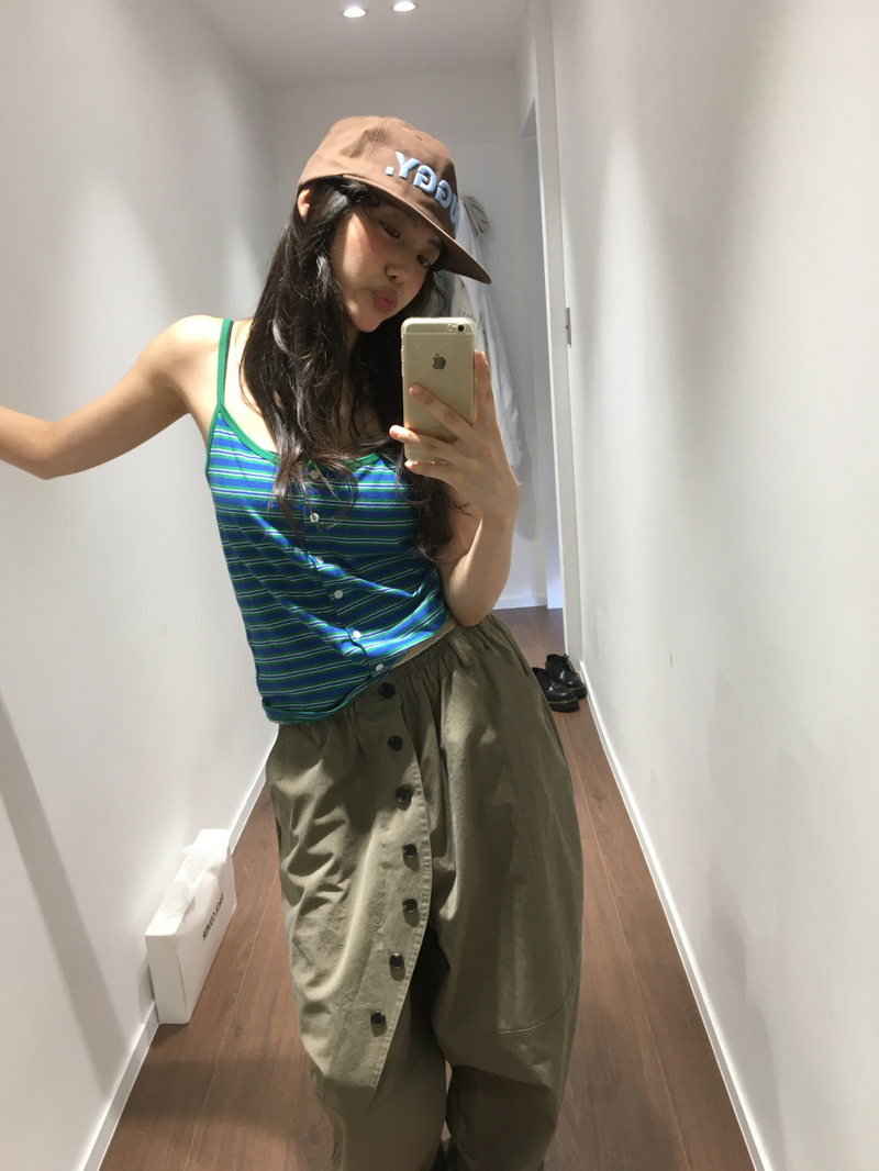 Pobi Striped Button Sleeveless (2color)