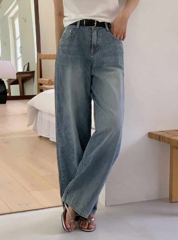 SHOPPERLAND(ショッパーランド)の「Luca Stripe Washing Wide Denim Pants (2color)(Pants)」