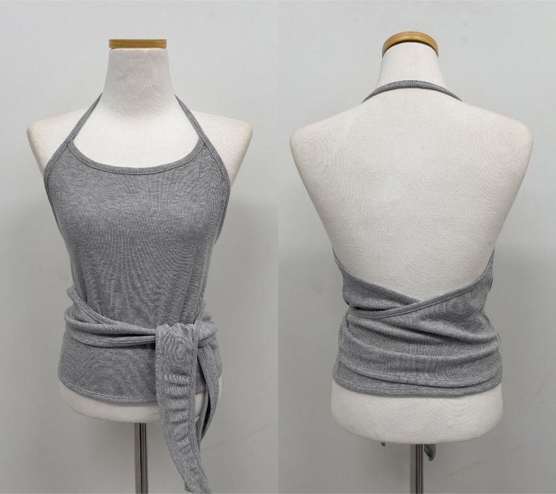 Monty Ribbed Wrap Halterneck Sleeveless