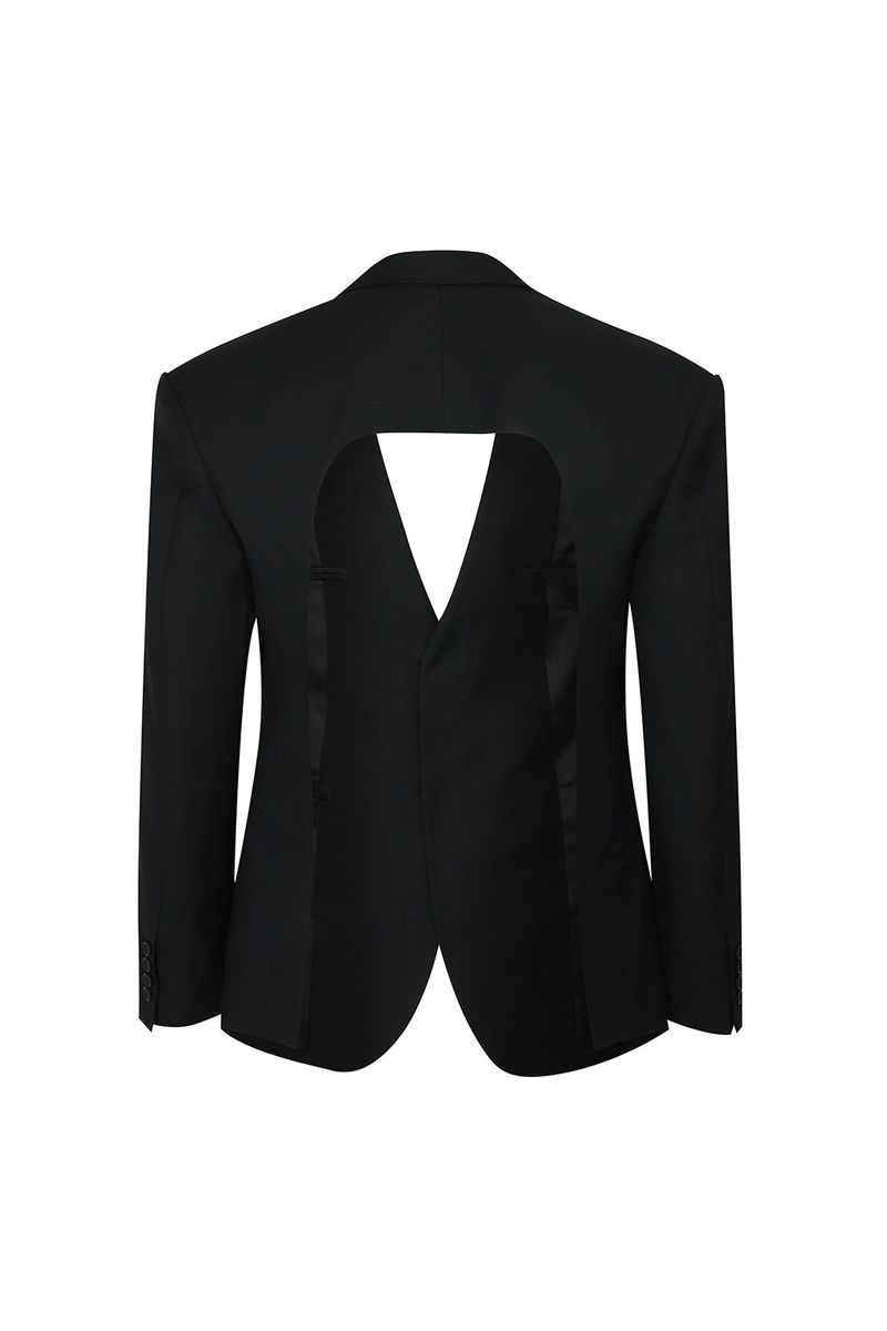 BACK CUT-OUT SUIT JACKET BLACK