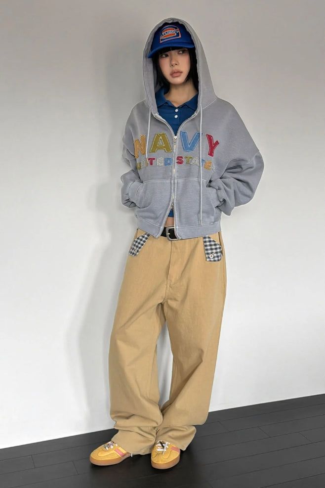 HIDDEN CHECK WIDE PANTS