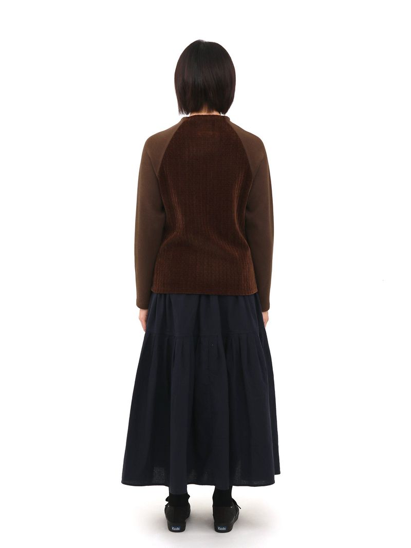 BASIC SAFARI RUFFLE MAXI SKIRT (NAVY)