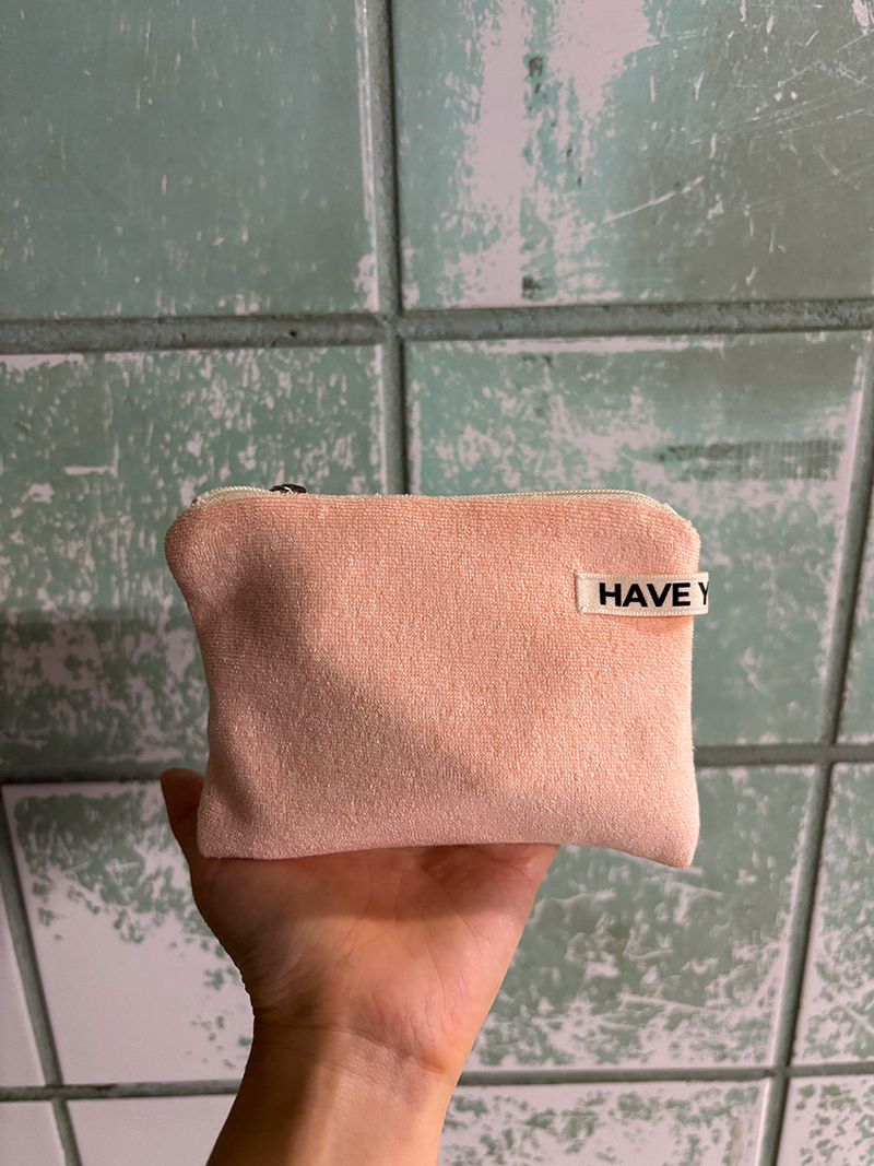 Terry flat pouch - peach , S size