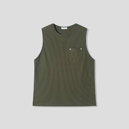 Rivet Pocket Ribbed Sleeveless