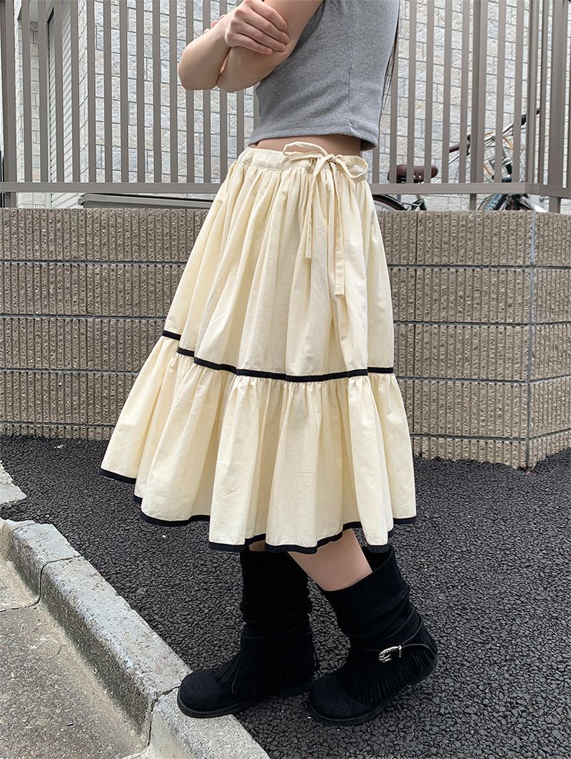 TAPE FLARE RIBBON SKIRT (2C)