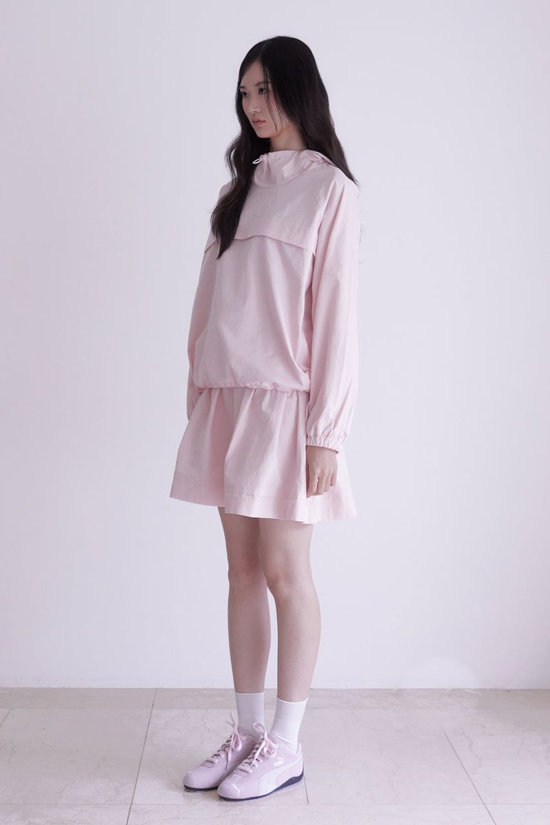Pintuck shirring mini skirt (PINK)