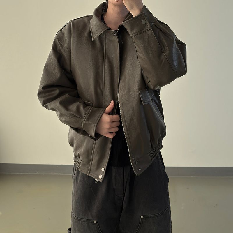 Lining fur oversized leather jumper