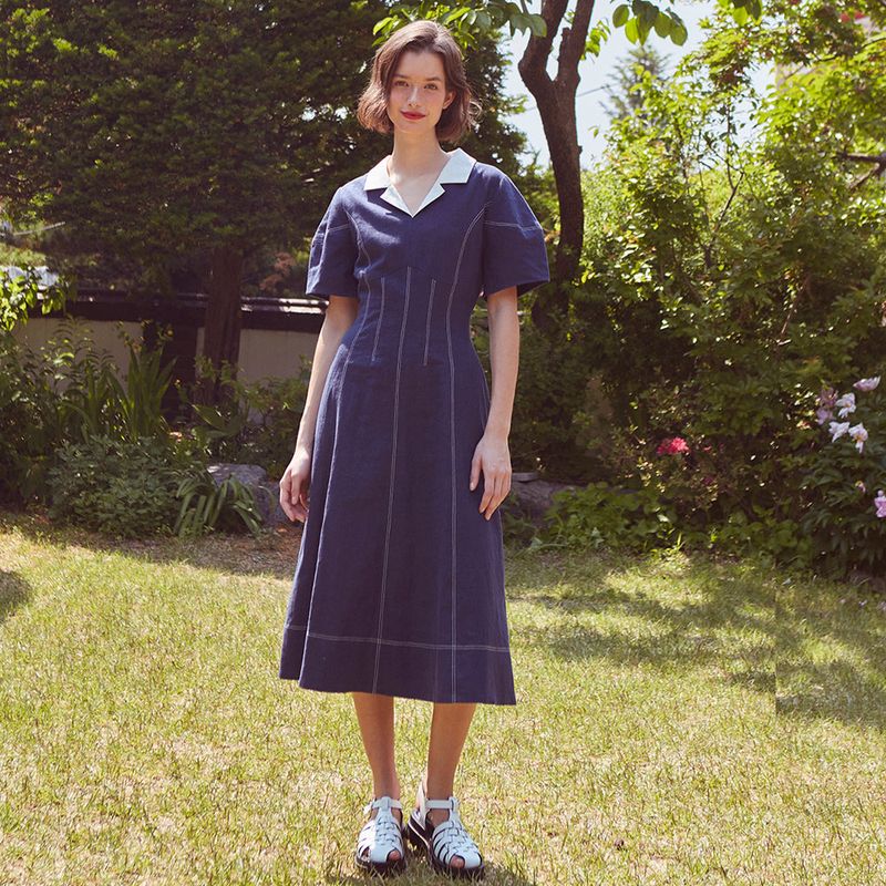 Stitch Shaped Collar Dress