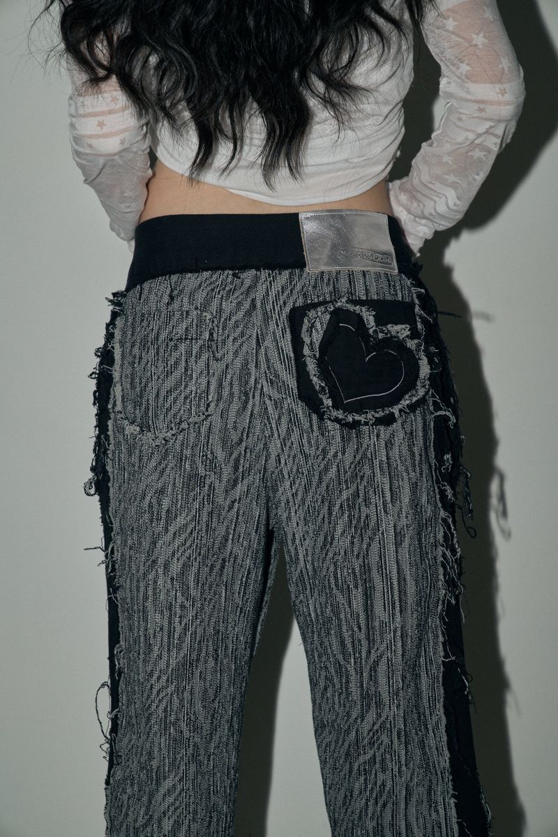 jacquard denim pt - black