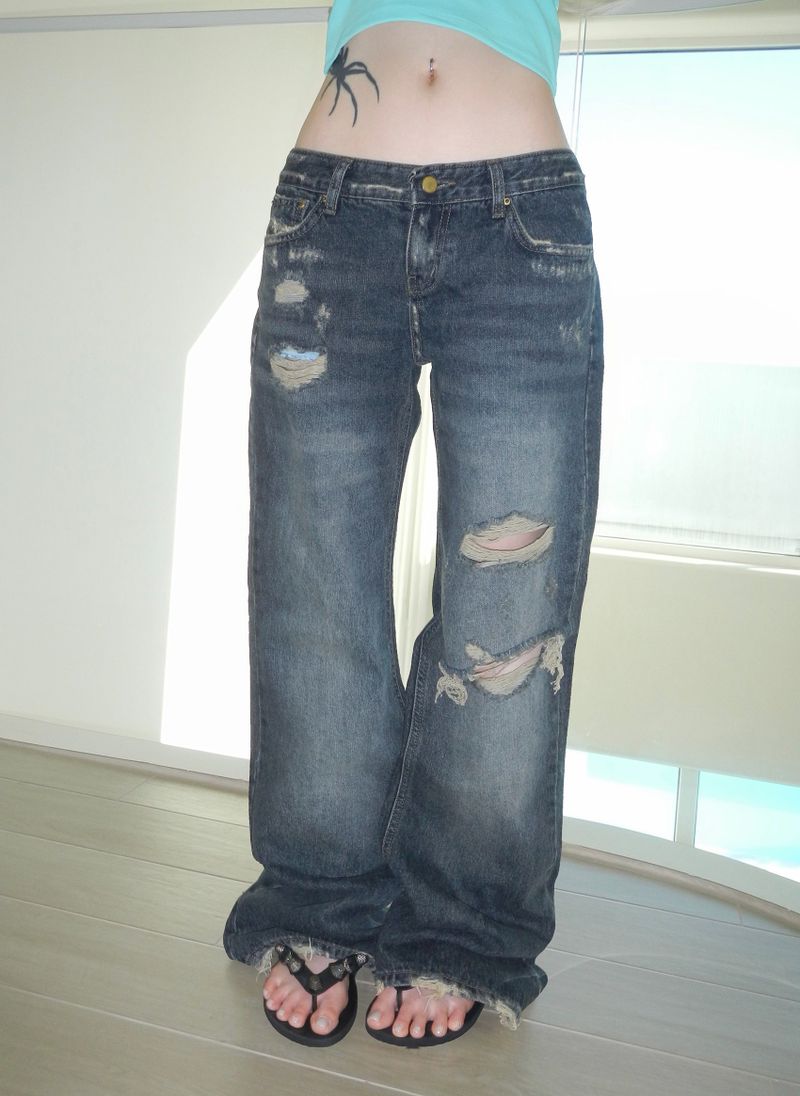walk destroyed jeans