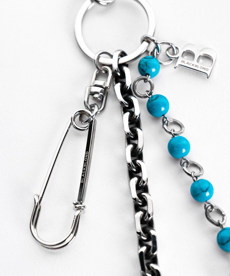 BBD Stone Ball 2-Line Pants Chain (Silver&Turquoise)