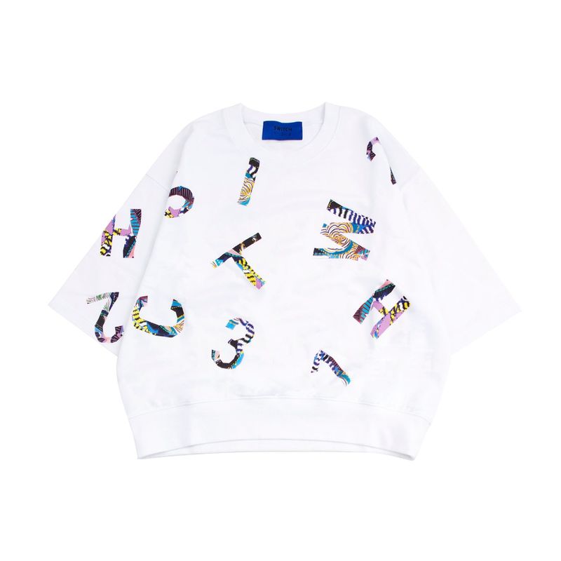 エスニックフラワーロゴクロップ半袖 MTM Tシャツ(UNISEX)_SYS5TS01WT