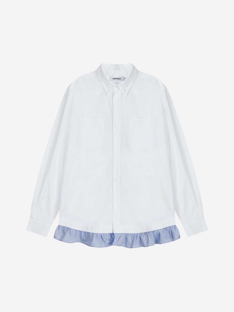 safarispot（サファリスポット）の「レギュラースナップフリルシャツ(WHITE)（トップス）」
