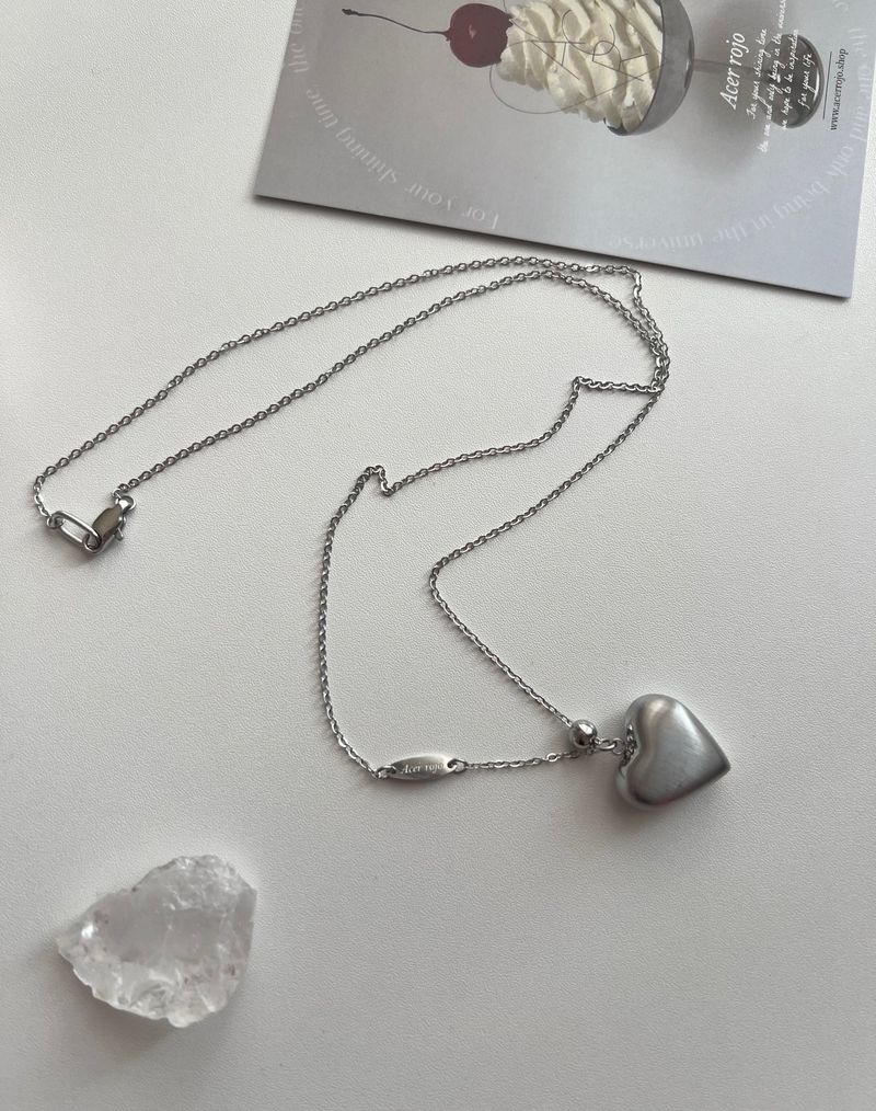 vh matte long heart ball coin layered necklace