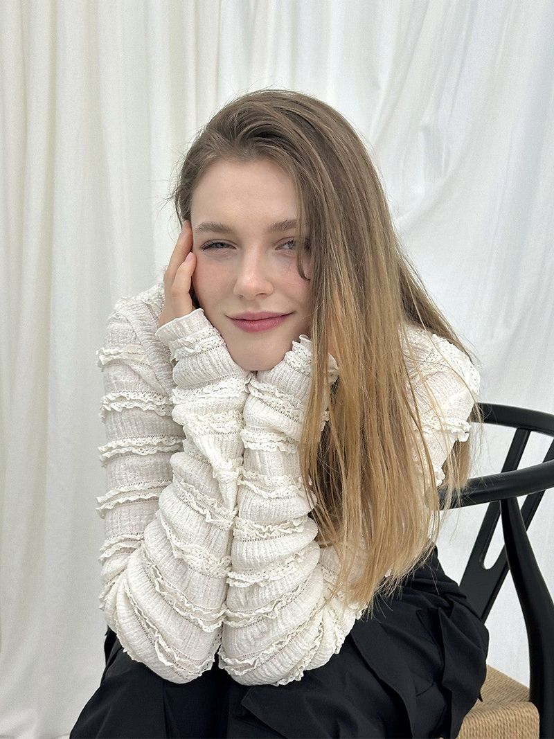 LACE STRAP CARDIGAN / BLACK