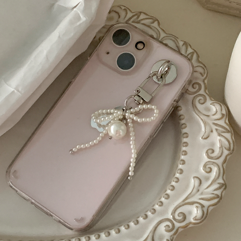 [handmade] pearl ribbon keyring
