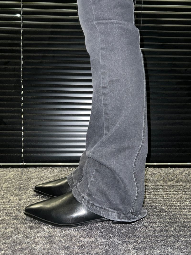 Leather stiletto ankle boots (Black)