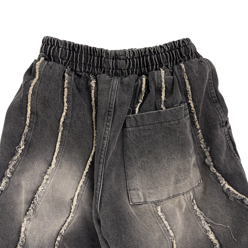 flow cut-off denim pants