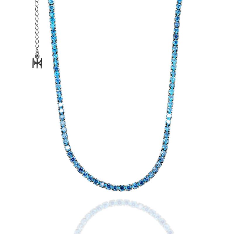 [S925] Skyblue Mini Tennis Necklace (black silver)