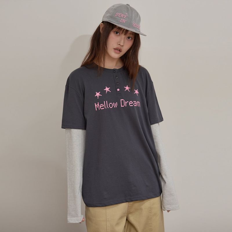 MELLOW DREAM Stripe Layerd T-shirt