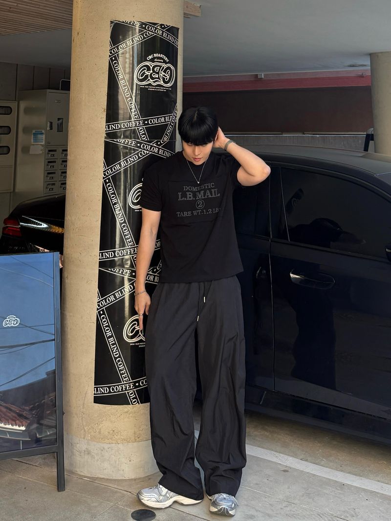 Rod nylon wide pants