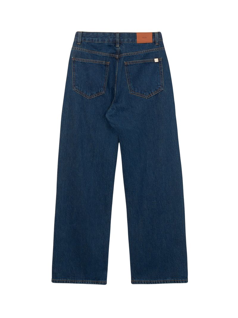 SEMI WIDE DARK BLUE DENIM PANTS code 18306