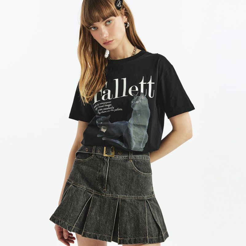 FALLETT（ファレット）の「DEUX NERO SHORT SLEEVE BLACK（Tops）」
