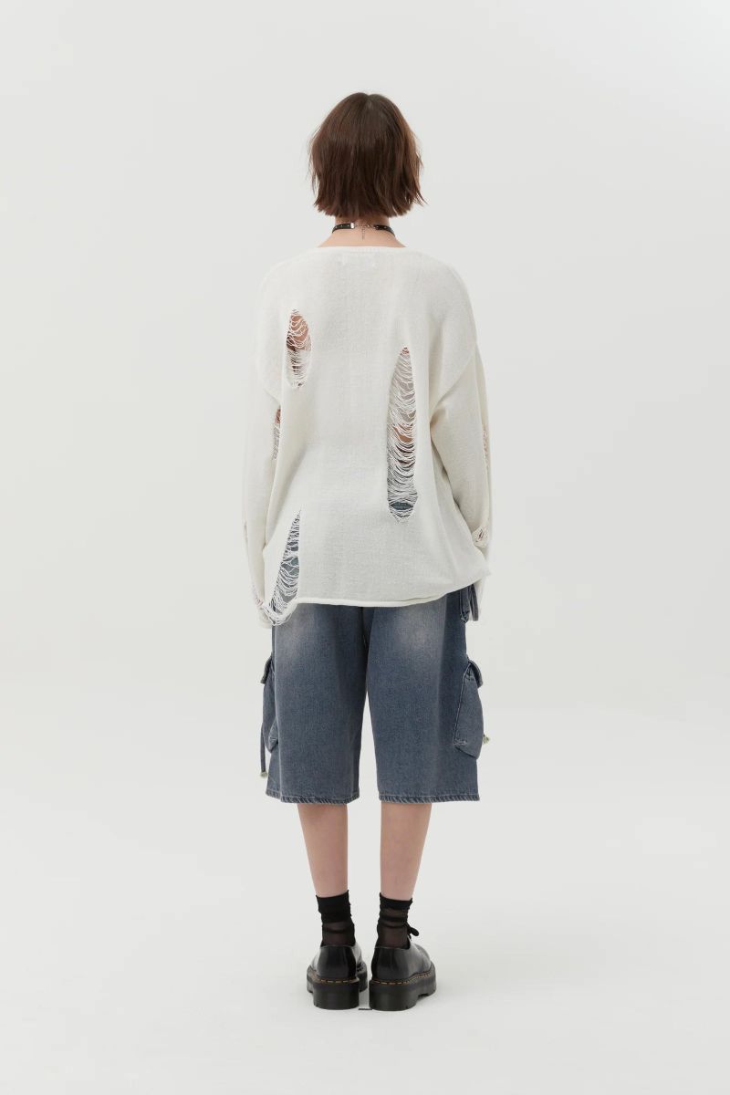 PICK WAPPEN DAMAGE SUMMER KNIT - IVORY 