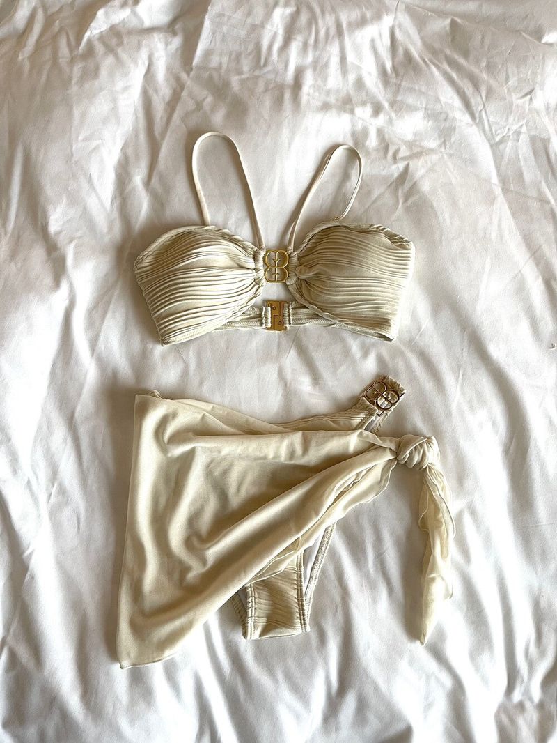  Burning logo bikini cover set (cream)