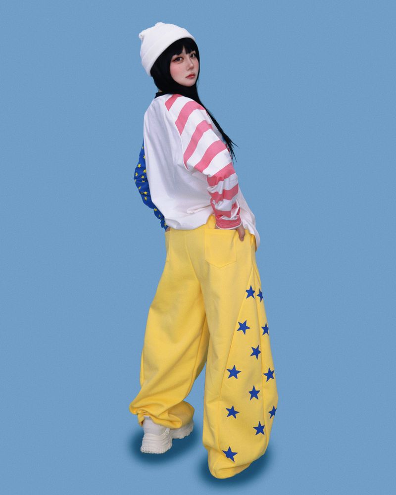 popping-star string wide pants (2color)
