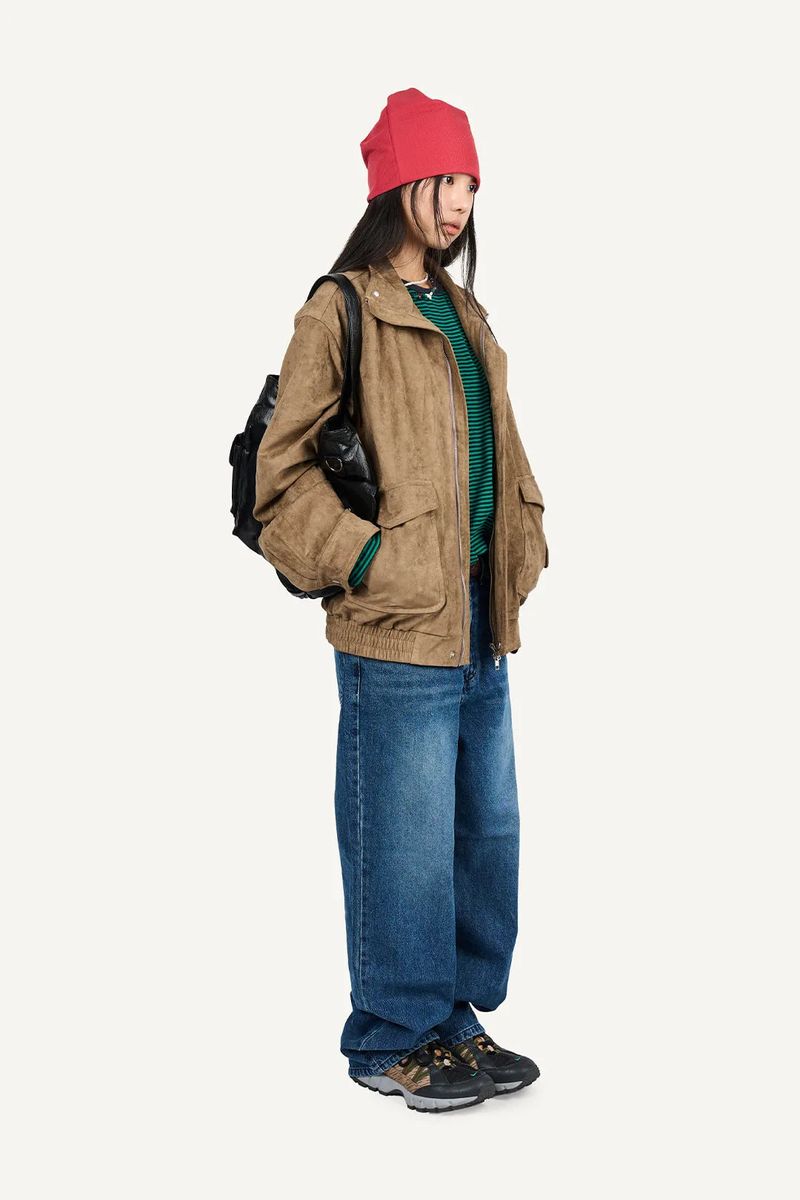 Glow High-Neck Suede Jacket