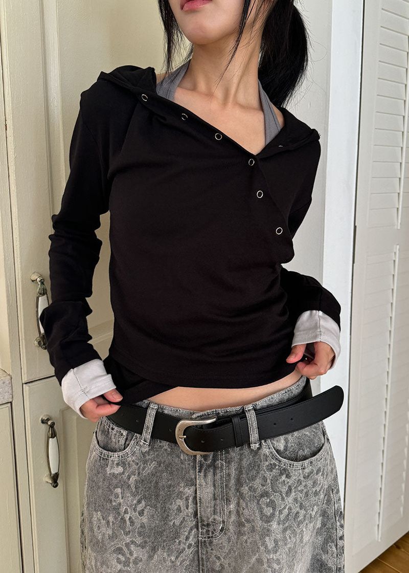 eon(イオエン)の「SNAP HOOD TEE(Tops)」