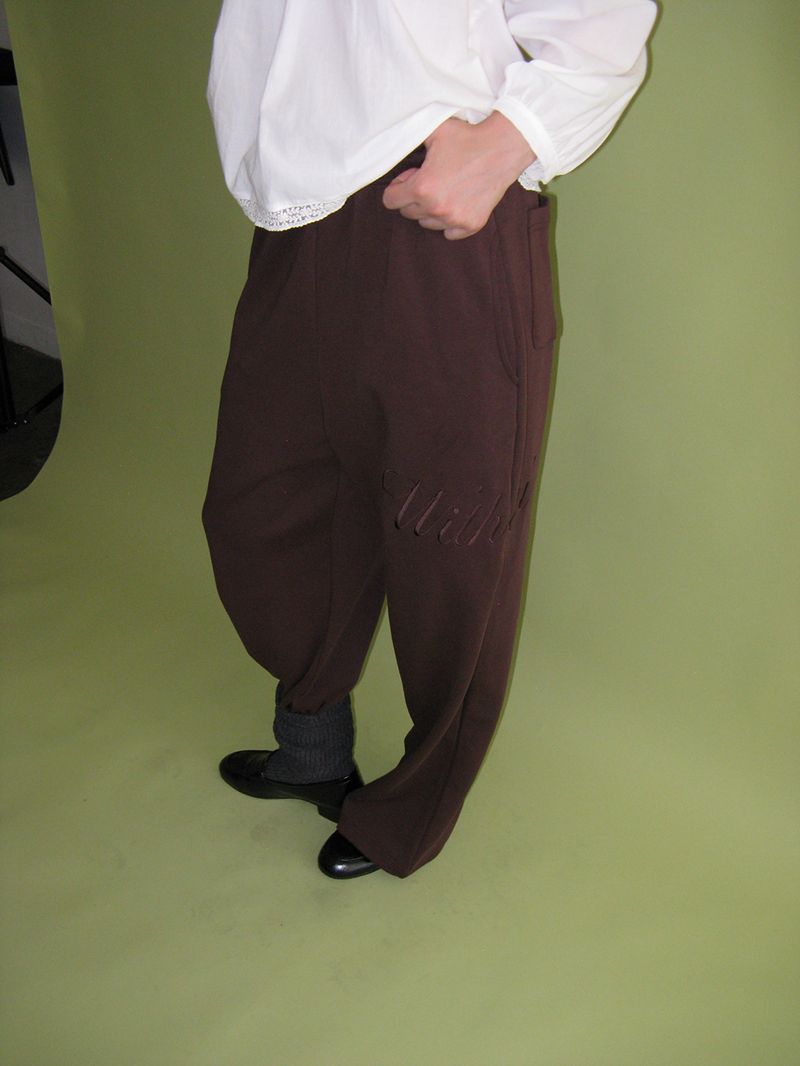 Lettering sweat pants_brown