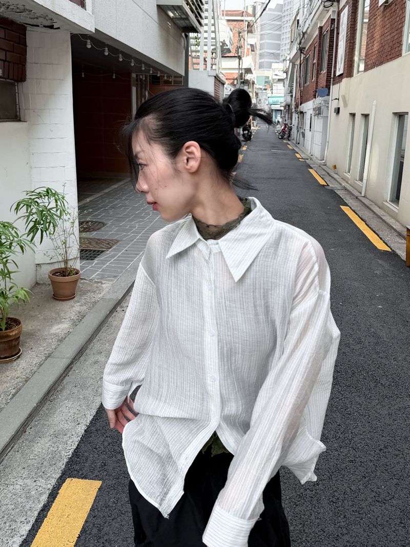 WOOHWA（ウファ）の「 AIRY STRIPE SHIRT（Tops）」