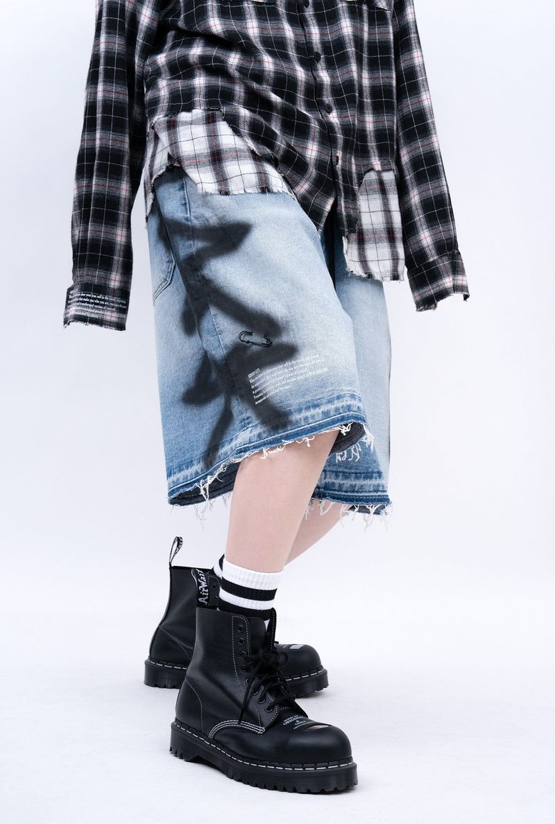 BBD Side Sprayed Custom Denim Shorts (Blue)