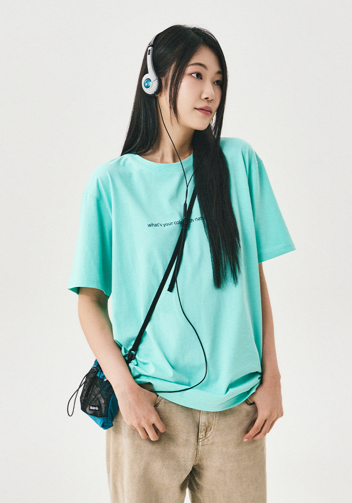 Heisan（ハイサン）の「スローガンTシャツオーバーフィット / ミント（トップス）」