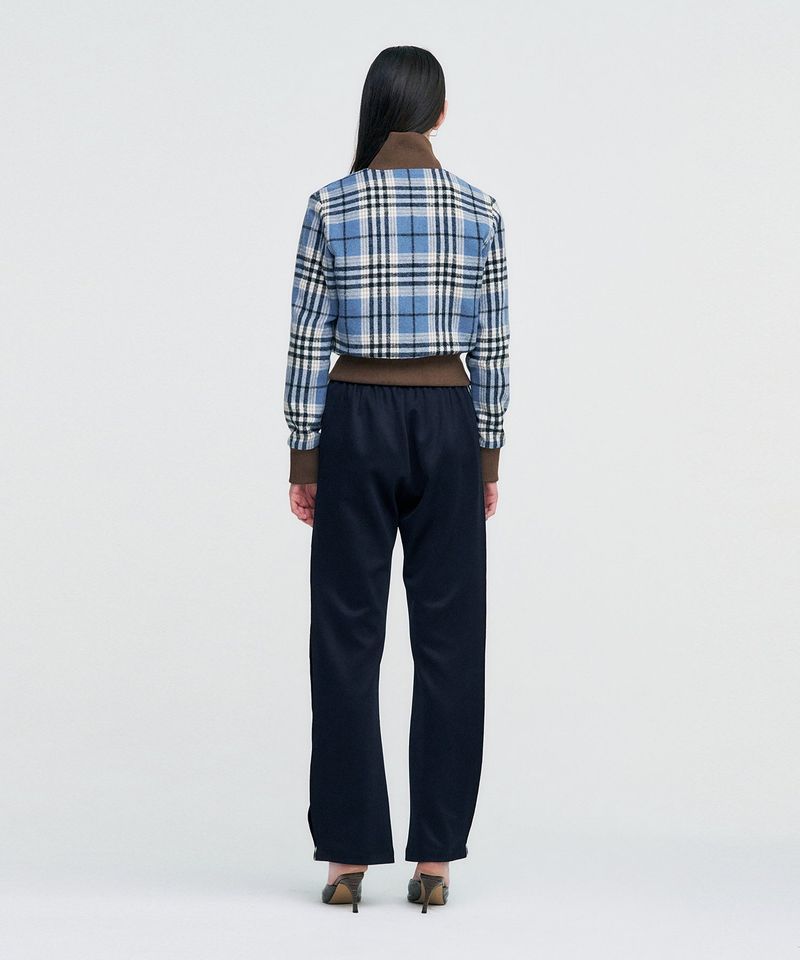 Plaid Check Flannel Zip-Up Jacket _ SKY BLUE