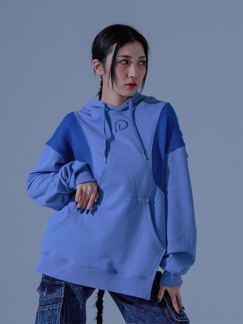 DILETTANTISME（ディレッタンティズム）の「Knit Block Cut out hood t-shirts (BL)（Tops）」