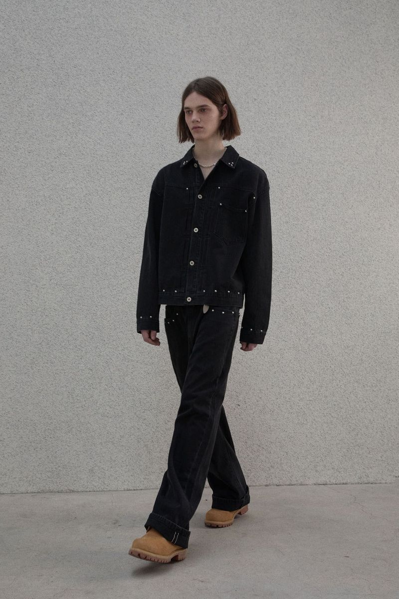 Studded selvage washed denim - Jacket