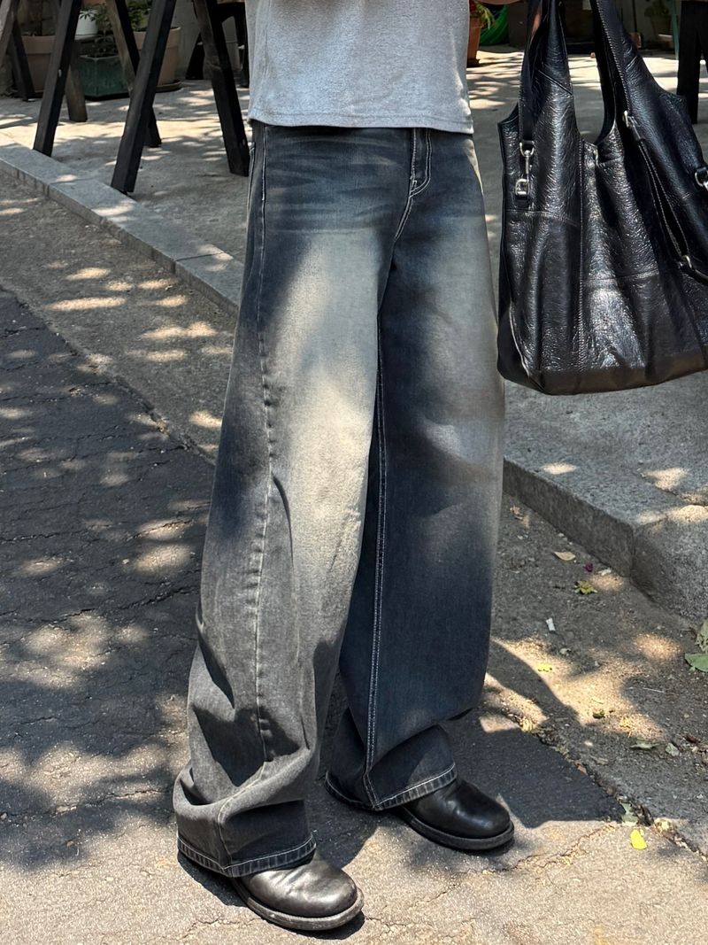 Cove banded wide denim pants