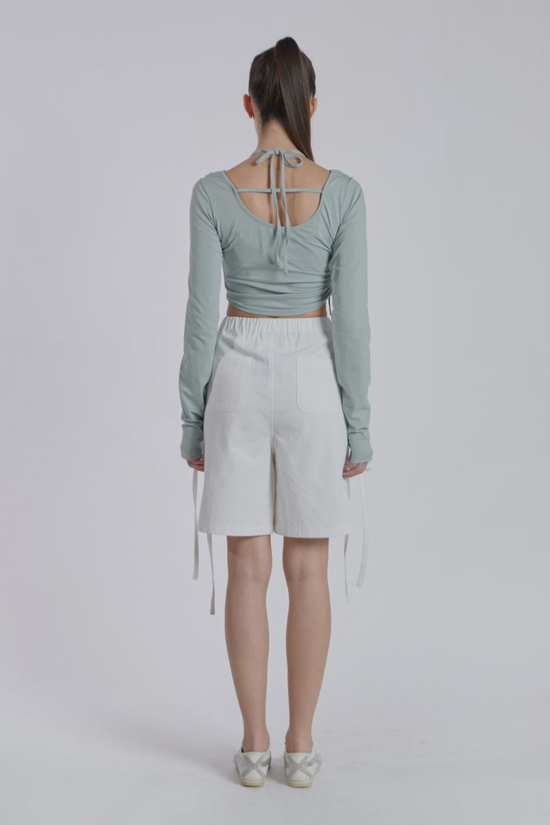 HALTER NECK SHIRRING TOP(MINT)