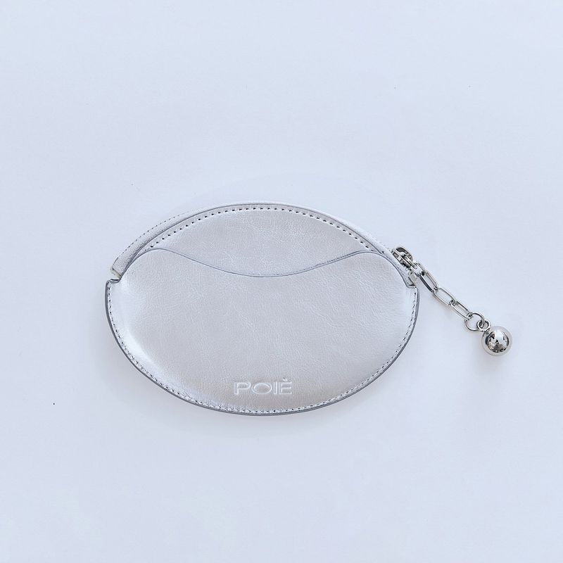 ball chain egg card wallet (silver)
