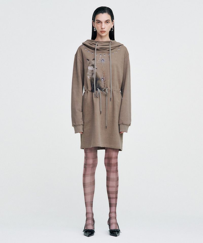KIMZISU(キムジス)の「Vintage Fox Graphic Hoodie Dress _ BROWN(Dresses)」