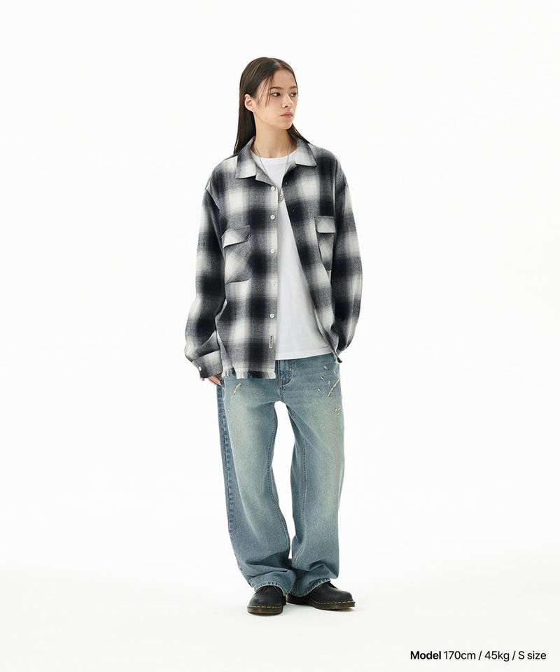 CUT OFF FLANNEL CHECK SHIRT
