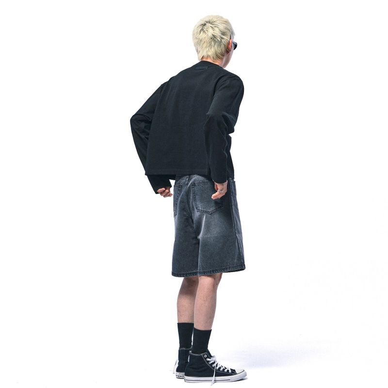 C Wear by the Genius（シーウェア バイザジーニアス）の「Men's Crop Long Sleeve T-Shirt Black（Tops）」