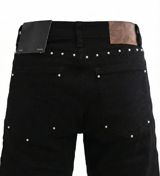 Black pin bootcut denim